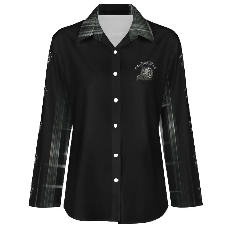 TRP Matrix 03 Designer Collared Irregular Hem Button Up Long Sleeve Blouse Cotton Casual Blouse TRP Matrix 03 Designer Collared Irregular Hem Button Up Long Sleeve Blouse Cotton Casual Blouse