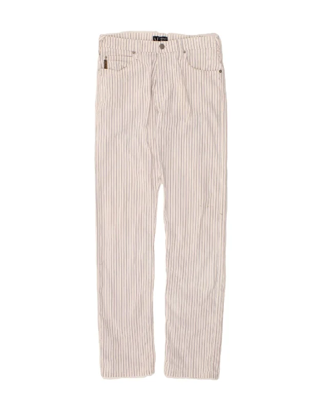 ARMANI JEANS Womens Slim Casual Trousers W31 L32 White Striped Cotton Comfortable Flare Leg Jeans ARMANI JEANS Womens Slim Casual Trousers W31 L32 White Striped Cotton Comfortable Flare Leg Jeans