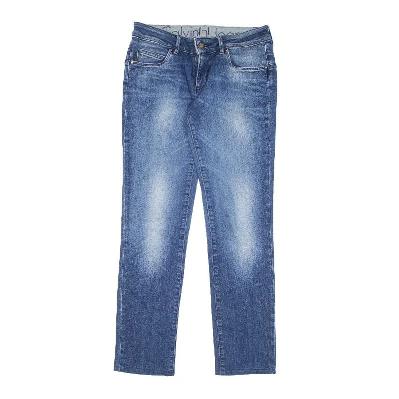 CALVIN KLEIN Jeans Blue Denim Slim Straight Stone Wash Womens W26 L29 Casual Wide-Legged Denim Jeans CALVIN KLEIN Jeans Blue Denim Slim Straight Stone Wash Womens W26 L29 Casual Wide-Legged Denim Jeans