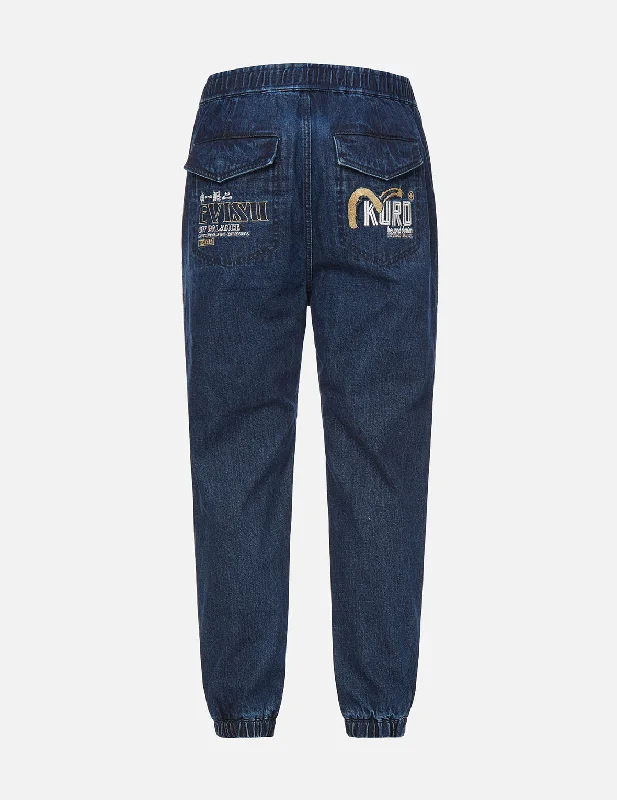 Cast Shadow Effect Logo Embroidered Cropped Straight Fit Jeans Elegant Tapered Leg Denim Cast Shadow Effect Logo Embroidered Cropped Straight Fit Jeans Elegant Tapered Leg Denim