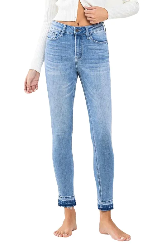 High Rise Contrast Hem Crop Skinny Jeans In Mental Phrase Trendy Wide-Leg High-Waist Denim High Rise Contrast Hem Crop Skinny Jeans In Mental Phrase Trendy Wide-Leg High-Waist Denim