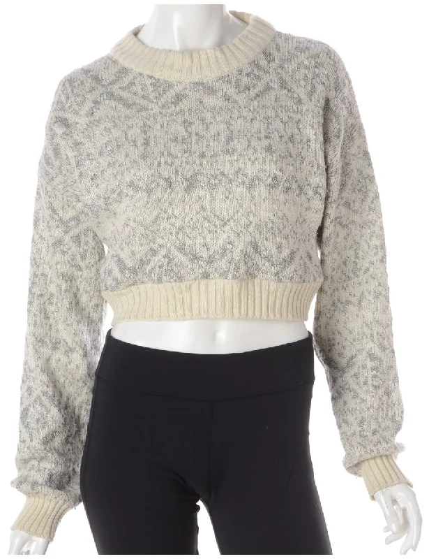 Label Graphic Pattern Cropped Jumper Thin Thick Dense
