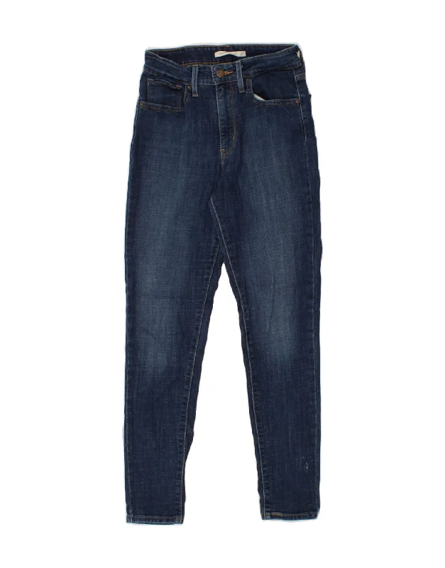LEVI'S Womens 721 High Rise Skinny Jeans W27 L28 Navy Blue Cotton Trendy Skinny Fit Jeans LEVI'S Womens 721 High Rise Skinny Jeans W27 L28 Navy Blue Cotton Trendy Skinny Fit Jeans