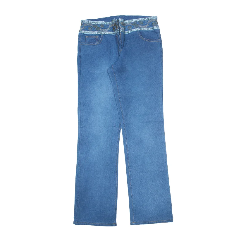 LUISA SPAGNOLIJeans Blue Denim Regular Bootcut Stone Wash Womens W28 L30 Trendy Wide-Legged High-Waist Jeans LUISA SPAGNOLIJeans Blue Denim Regular Bootcut Stone Wash Womens W28 L30 Trendy Wide-Legged High-Waist Jeans