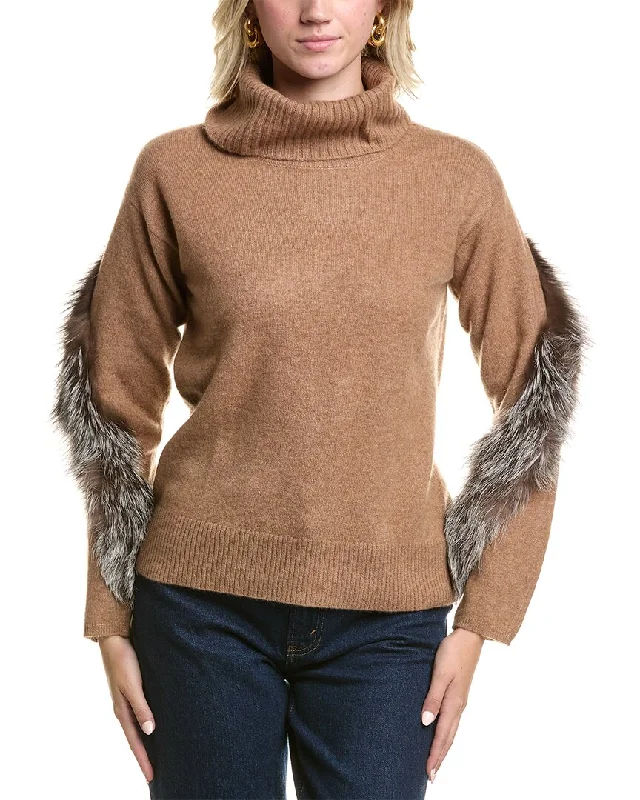 MEIR Cowl Cashmere Sweater Chenille Blend Fleece Blend Nylon Blend
