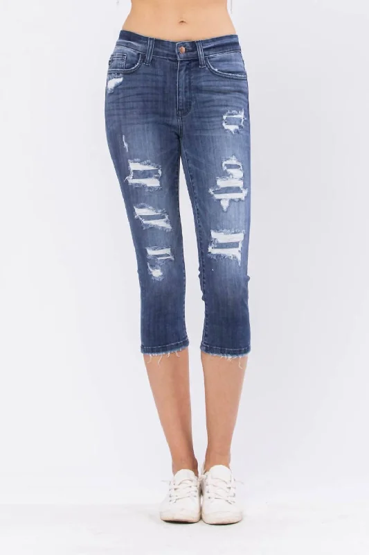 Skinny Fit Capri Jean In Dark Wash Fashionable Slouchy Fit Jeans
