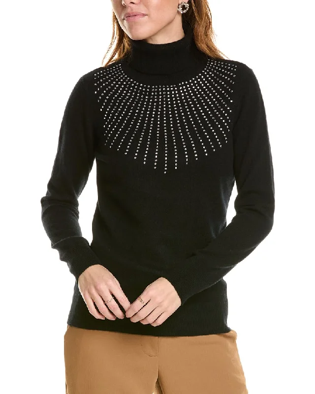 sofiacashmere Heatset Starburst Turtleneck Cashmere Sweater Fitted Loose Oversized