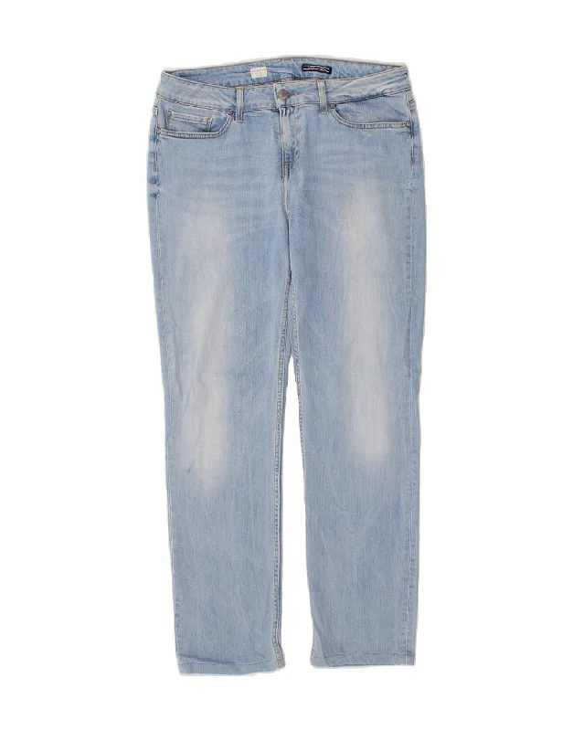 TOMMY HILFIGER Womens Madrid RW Straight Jeans W32 L29 Blue Cotton Fashionable Raw Hemmed Jeans TOMMY HILFIGER Womens Madrid RW Straight Jeans W32 L29 Blue Cotton Fashionable Raw Hemmed Jeans