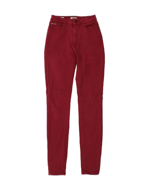 TOMMY HILFIGER Womens Santana High Rise Skinny Jeans W26 L32 Red Cotton Trendy Button-Up High-Waist Jeans TOMMY HILFIGER Womens Santana High Rise Skinny Jeans W26 L32 Red Cotton Trendy Button-Up High-Waist Jeans