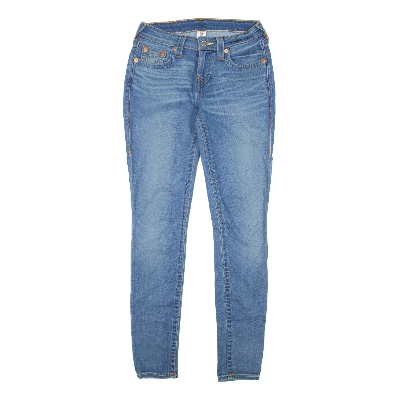 TRUE RELIGION Low Rise Y2K Jeans Blue Denim Slim Skinny Stone Wash Womens W26 L30 Trendy Layered Pocket Jeans TRUE RELIGION Low Rise Y2K Jeans Blue Denim Slim Skinny Stone Wash Womens W26 L30 Trendy Layered Pocket Jeans