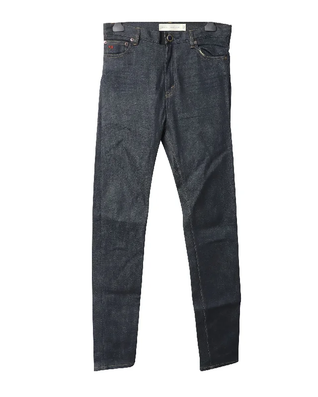 Victoria Beckham Straight-Cut Japanese Denim Jeans in Blue Cotton Trendy Low-Rise Slim Jeans Victoria Beckham Straight-Cut Japanese Denim Jeans in Blue Cotton Trendy Low-Rise Slim Jeans