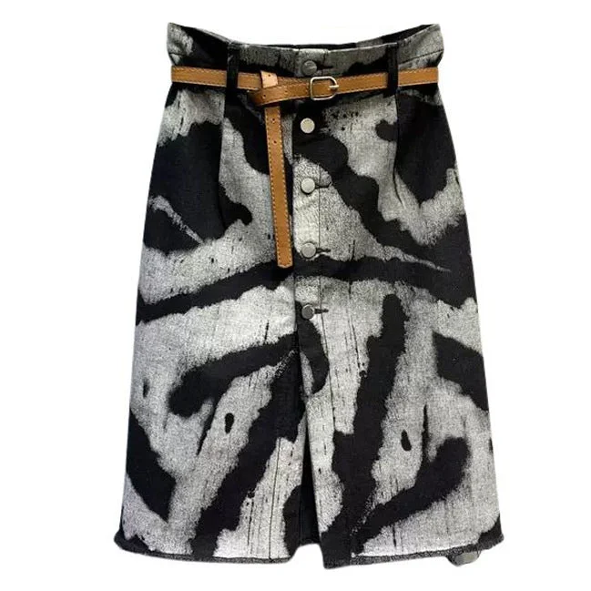 Grunge Aesthetic Midi Denim Skirt cashmere skirt rich