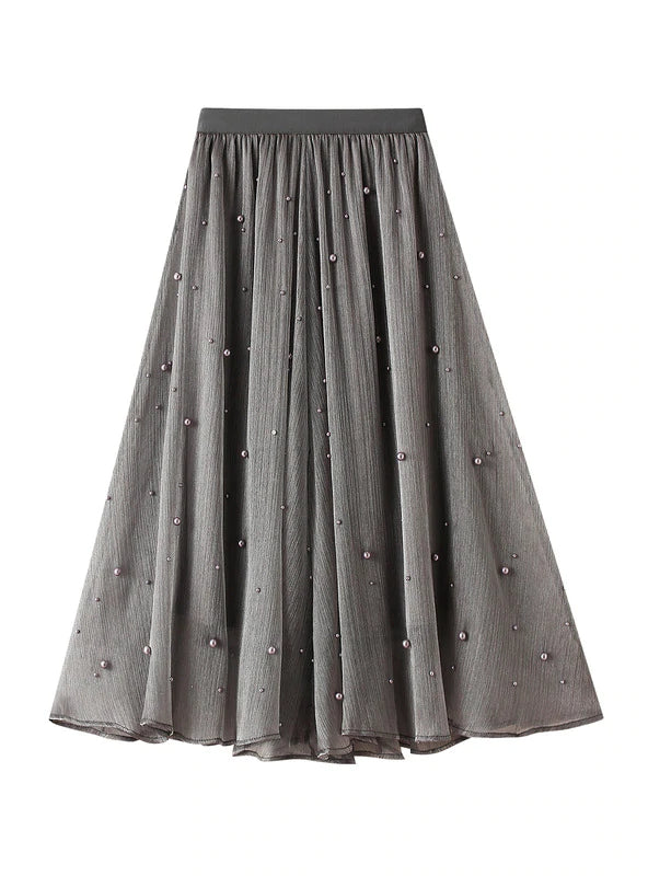 IRREGULAR RUFFLED BEADED SKIRT a-line skirt cut