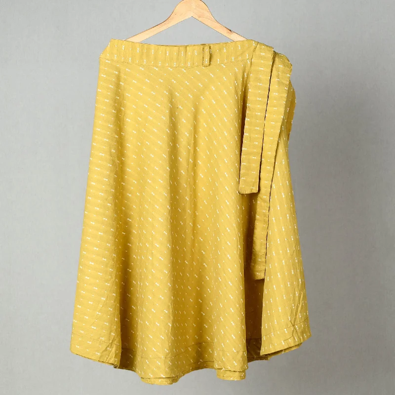 Yellow - Jacquard Cotton Wrap Around Skirt 01 lace skirt elegant