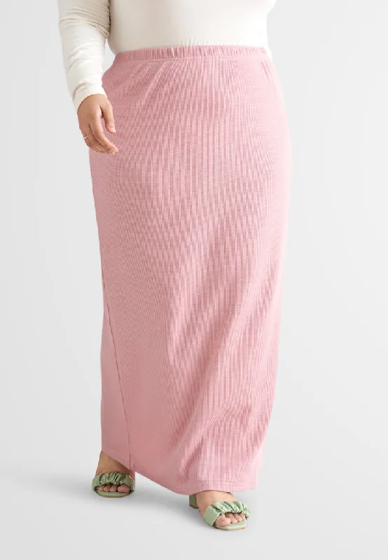 Warina Waffle Straight Cut Skirt - Pink cashmere skirt plush