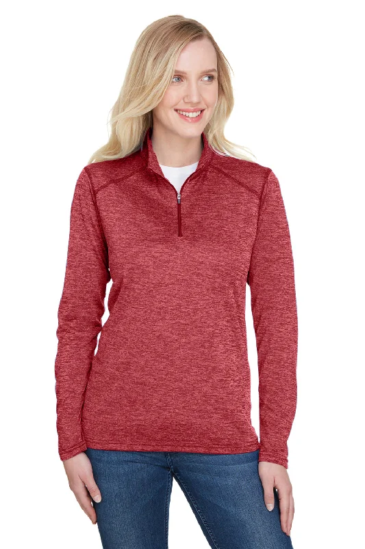 A4 Womens Tonal Space Dye Performance Moisture Wicking 1/4 Zip Sweatshirt - Red Hoodie with Emblem Brand Identity A4 Womens Tonal Space Dye Performance Moisture Wicking 1/4 Zip Sweatshirt - Red Hoodie with Emblem Brand Identity