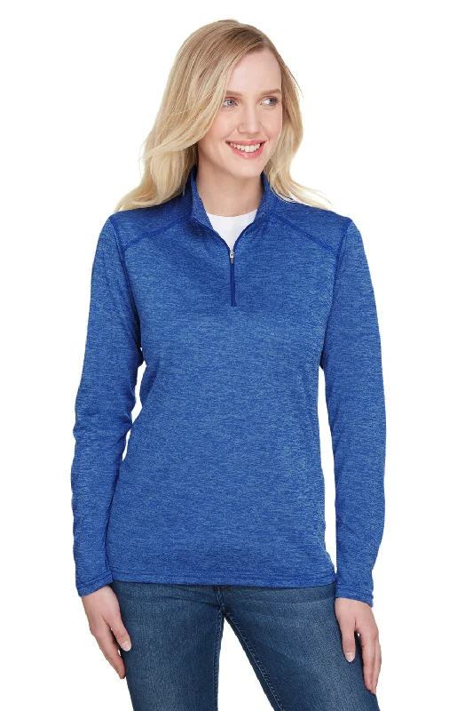 A4 Womens Tonal Space Dye Performance Moisture Wicking 1/4 Zip Sweatshirt - Royal Blue Hoodie with Typography Text Message A4 Womens Tonal Space Dye Performance Moisture Wicking 1/4 Zip Sweatshirt - Royal Blue Hoodie with Typography Text Message