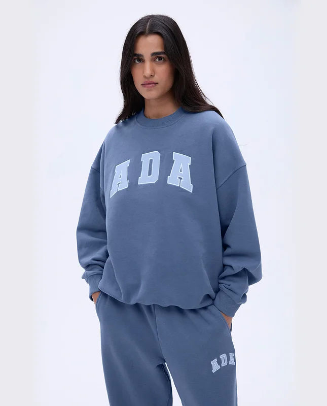 ADA Oversized Sweatshirt - Vintage Blue/Powder Blue Hoodie with Batwing Sleeves Loose Dramatic ADA Oversized Sweatshirt - Vintage Blue/Powder Blue Hoodie with Batwing Sleeves Loose Dramatic