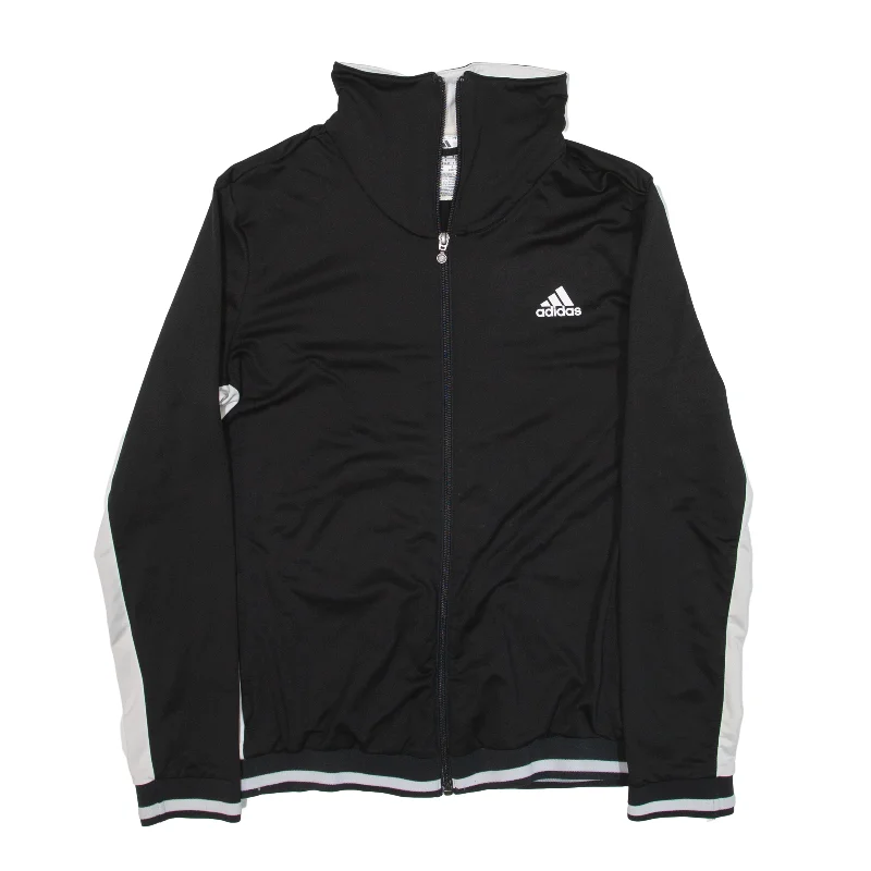 ADIDAS Track Jacket Black Womens M Boat Neck Shawl Collar Notched Collar