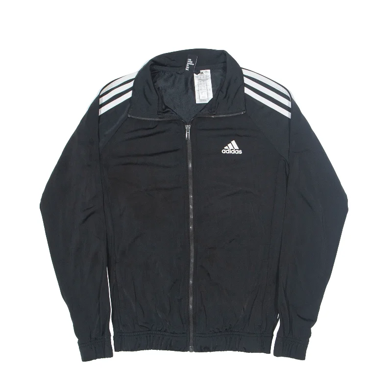 ADIDAS Track Jacket Black Womens S Zippered Front Buttoned Front Snap Front