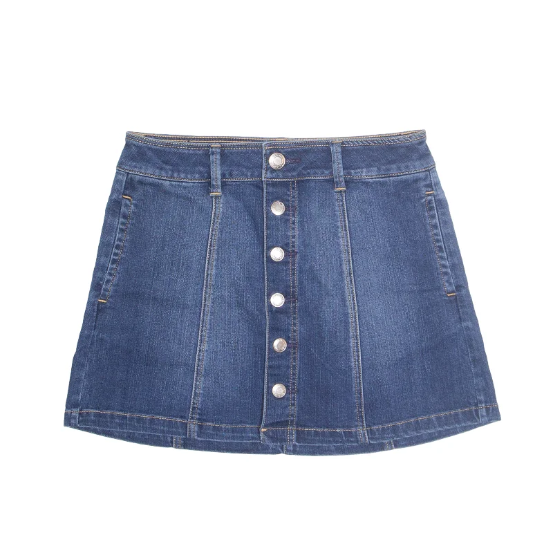 AMERICAN EAGLE Stretch Short Mini Skirt Blue Denim Womens UK 8 linen skirt breathable