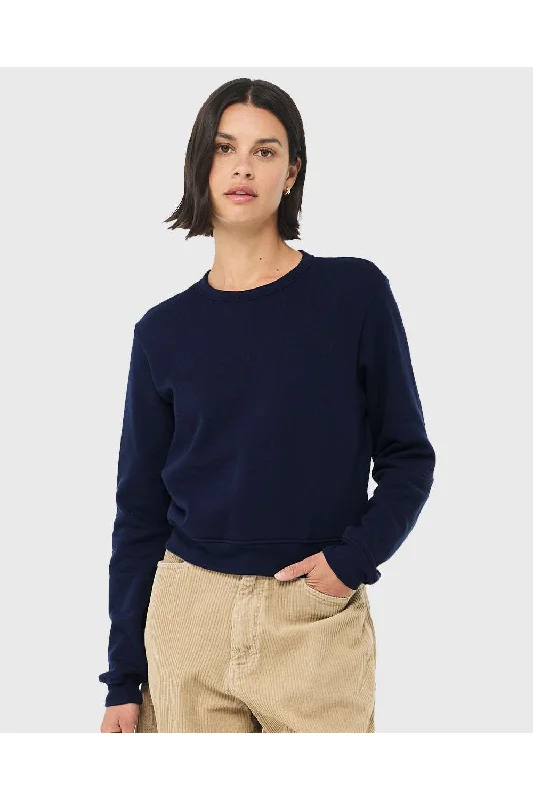 Bella + Canvas Womens Sponge Fleece Classic Crewneck Sweatshirt - Navy Blue Hoodie with Lining Warm Insulated Bella + Canvas Womens Sponge Fleece Classic Crewneck Sweatshirt - Navy Blue Hoodie with Lining Warm Insulated