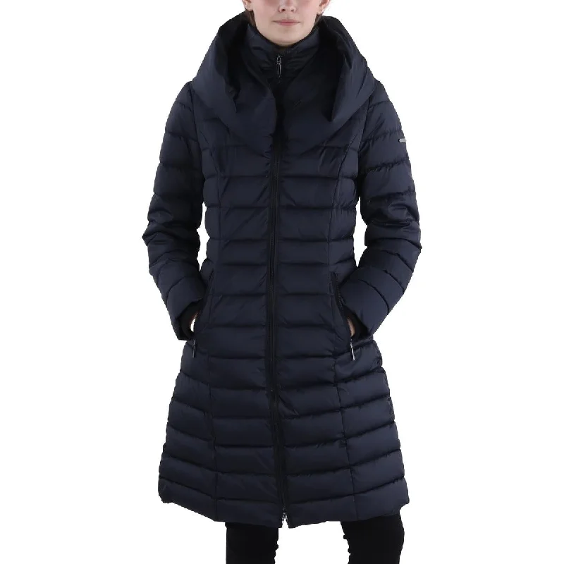Womens Hooded Long Parka Coat Hoodie with Rhinestones Sparkly Elegant