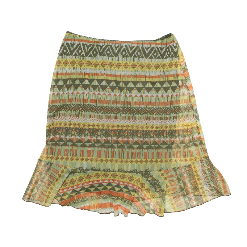 BIAGINNI Short Mini Skirt Green Crazy Pattern Womens M corduroy skirt durable