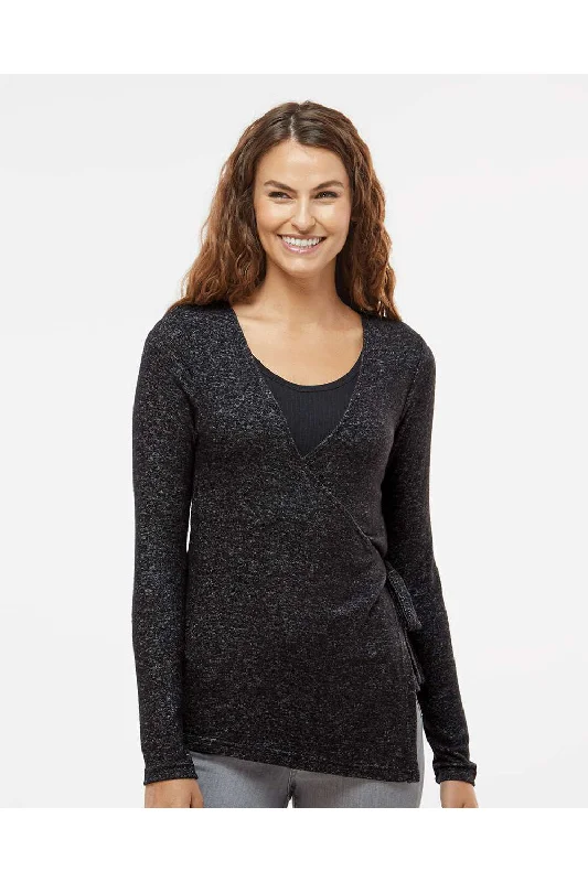 Boxercraft Womens Cuddle Wrap Sweatshirt - Heather Black - Closeout Hoodie with Hem Frayed Vintage Worn Boxercraft Womens Cuddle Wrap Sweatshirt - Heather Black - Closeout Hoodie with Hem Frayed Vintage Worn