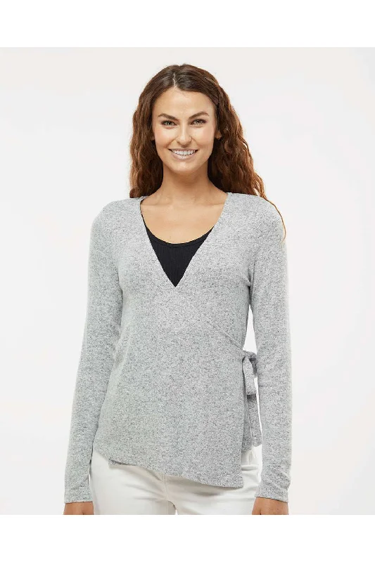 Boxercraft Womens Cuddle Wrap Sweatshirt - Heather Oxford Grey - Closeout Hoodie with Tied Waist Feminine Flattering Boxercraft Womens Cuddle Wrap Sweatshirt - Heather Oxford Grey - Closeout Hoodie with Tied Waist Feminine Flattering