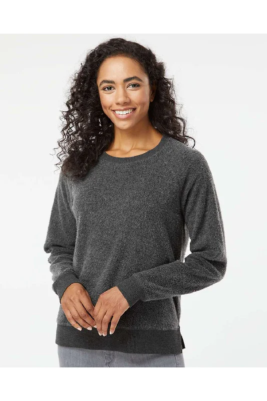 Boxercraft Womens Fleece Out Crewneck Sweatshirt - Charcoal Grey - Closeout Hoodie with Hem Lace Feminine Delicate Boxercraft Womens Fleece Out Crewneck Sweatshirt - Charcoal Grey - Closeout Hoodie with Hem Lace Feminine Delicate