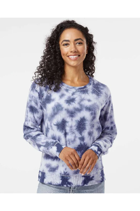 Boxercraft Womens Fleece Out Crewneck Sweatshirt - Navy Blue Tie-Dye - Closeout Hoodie with Oversized Fit Loose Comfortable Boxercraft Womens Fleece Out Crewneck Sweatshirt - Navy Blue Tie-Dye - Closeout Hoodie with Oversized Fit Loose Comfortable