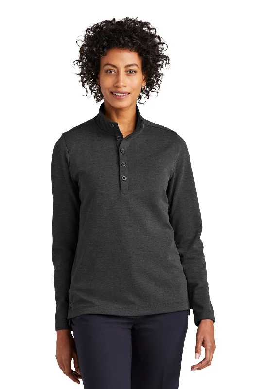 Brooks Brothers Womens 1/4 Button Down Sweatshirt - Heather Windsor Grey Hoodie with Fur Luxurious Winter Brooks Brothers Womens 1/4 Button Down Sweatshirt - Heather Windsor Grey Hoodie with Fur Luxurious Winter
