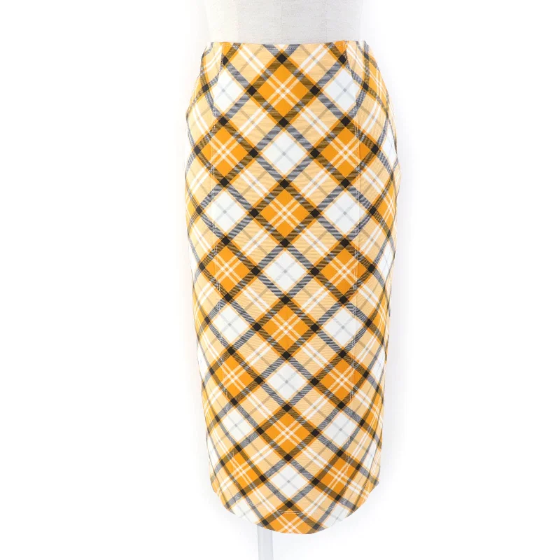 Burberry Check Knee Length Skirt Rayon Elastane asymmetrical skirt cut