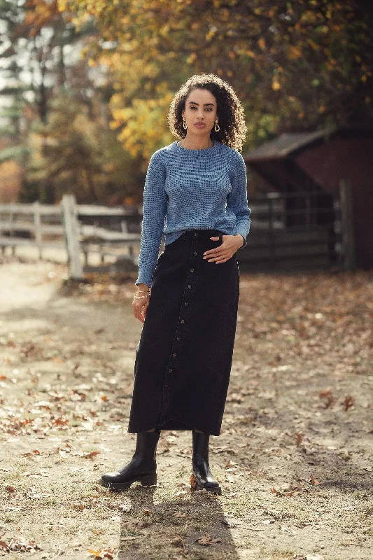 Button Down Straight Denim Skirt lace skirt elegant