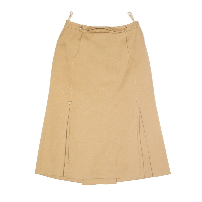 CASANDRE Lined Heavy Cotton Midi Pleated Skirt Beige 90s Womens M cashmere skirt plush