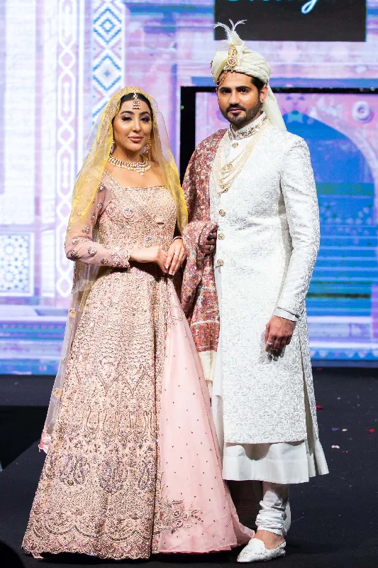 Blush Pink Bridal Jacket lehenga and Chogha Sherwani Zip Front Button Front Snap Front