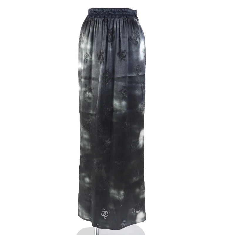 Chanel COCO Mark Long Skirt Black 34 corduroy skirt cozy