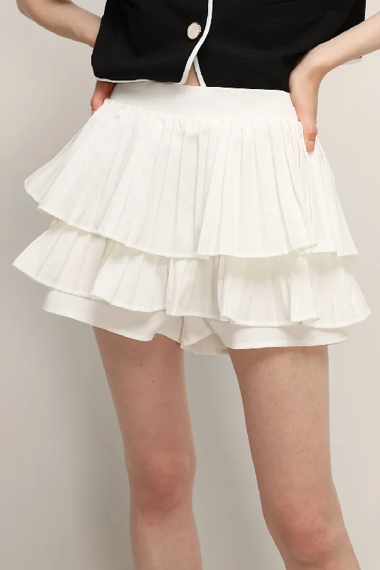 Clara Pleated Ruffle Skort leather skirt sleek