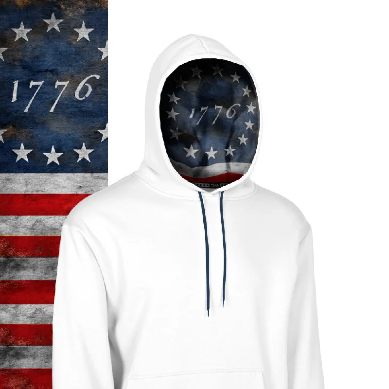 Classic Lined Hoodie | 1776 Flag | White Hoodie Sweatshirt Pullover