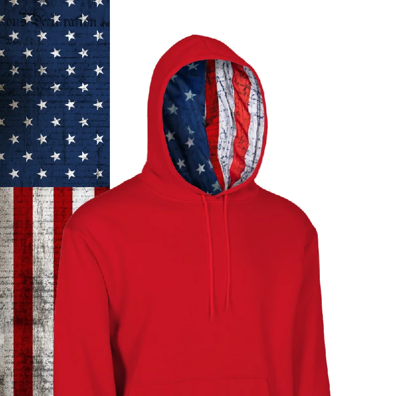 Classic Lined Hoodie | American Flag | Red Hoodie with Strings Custom Fit Adjustable Classic Lined Hoodie | American Flag | Red Hoodie with Strings Custom Fit Adjustable