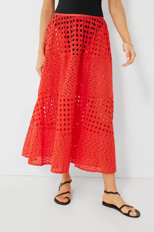 Coral Orange Georgia Skirt corduroy skirt cozy