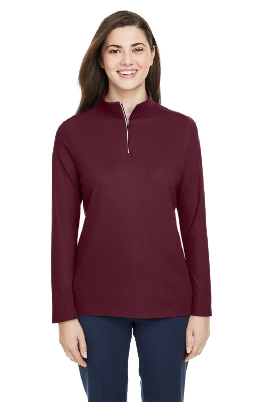 Core 365 Womens Fusion ChromaSoft Performance Moisture Wicking Pique 1/4 Zip Sweatshirt - Burgundy Hoodie with Side Slits Relaxed Casual Core 365 Womens Fusion ChromaSoft Performance Moisture Wicking Pique 1/4 Zip Sweatshirt - Burgundy Hoodie with Side Slits Relaxed Casual