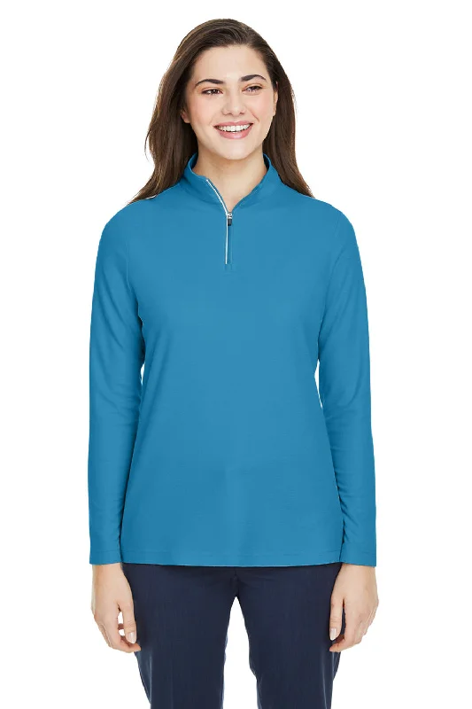 Core 365 Womens Fusion ChromaSoft Performance Moisture Wicking Pique 1/4 Zip Sweatshirt - Electric Blue Hoodie with High Neck Warm Protective Core 365 Womens Fusion ChromaSoft Performance Moisture Wicking Pique 1/4 Zip Sweatshirt - Electric Blue Hoodie with High Neck Warm Protective