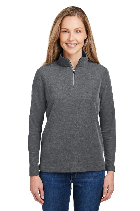 Core 365 Womens Fusion ChromaSoft Performance Moisture Wicking Pique 1/4 Zip Sweatshirt - Heather Carbon Grey Hoodie with Monochrome Minimalist Simple Core 365 Womens Fusion ChromaSoft Performance Moisture Wicking Pique 1/4 Zip Sweatshirt - Heather Carbon Grey Hoodie with Monochrome Minimalist Simple