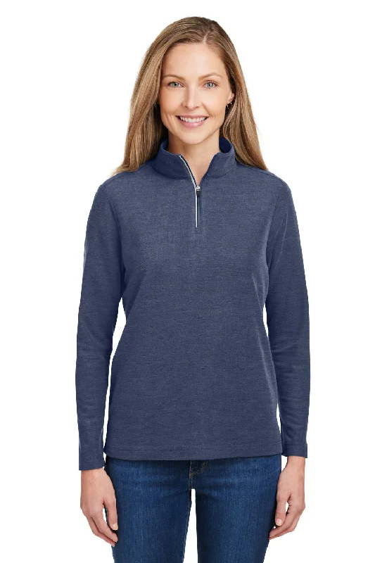Core 365 Womens Fusion ChromaSoft Performance Moisture Wicking Pique 1/4 Zip Sweatshirt - Heather Classic Navy Blue Hoodie with Lace Feminine Delicate Core 365 Womens Fusion ChromaSoft Performance Moisture Wicking Pique 1/4 Zip Sweatshirt - Heather Classic Navy Blue Hoodie with Lace Feminine Delicate