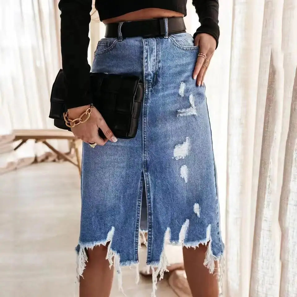 Women Denim Irregular Pleated Mini Fashion Streetwear Girl Vintage Skirt lace skirt feminine