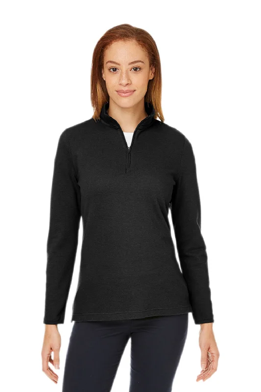 Devon & Jones Womens New Classics Performance Moisture Wicking 1/4 Zip Sweatshirt - Black Hoodie with Thumb Holes Functional Cozy Devon & Jones Womens New Classics Performance Moisture Wicking 1/4 Zip Sweatshirt - Black Hoodie with Thumb Holes Functional Cozy