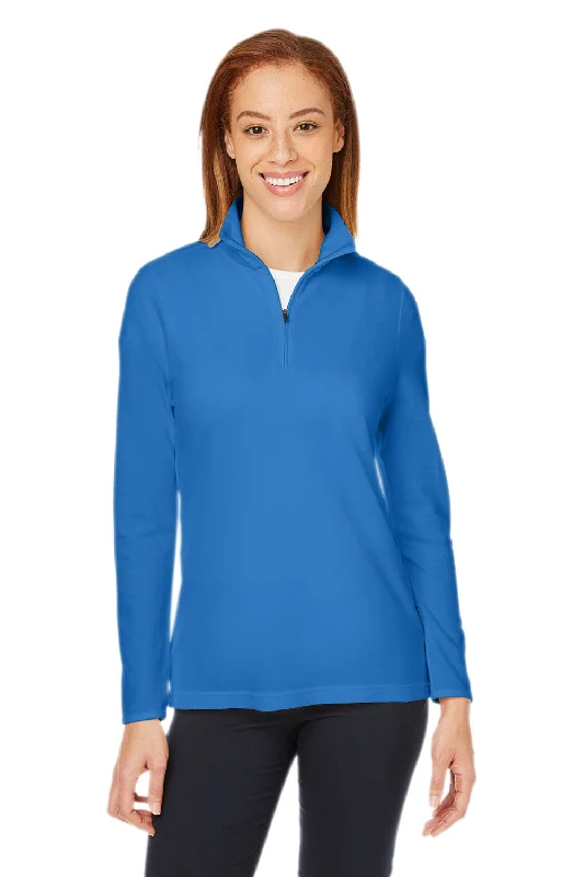 Devon & Jones Womens New Classics Performance Moisture Wicking 1/4 Zip Sweatshirt - French Blue Hoodie with Patch Decorative Personalized Devon & Jones Womens New Classics Performance Moisture Wicking 1/4 Zip Sweatshirt - French Blue Hoodie with Patch Decorative Personalized