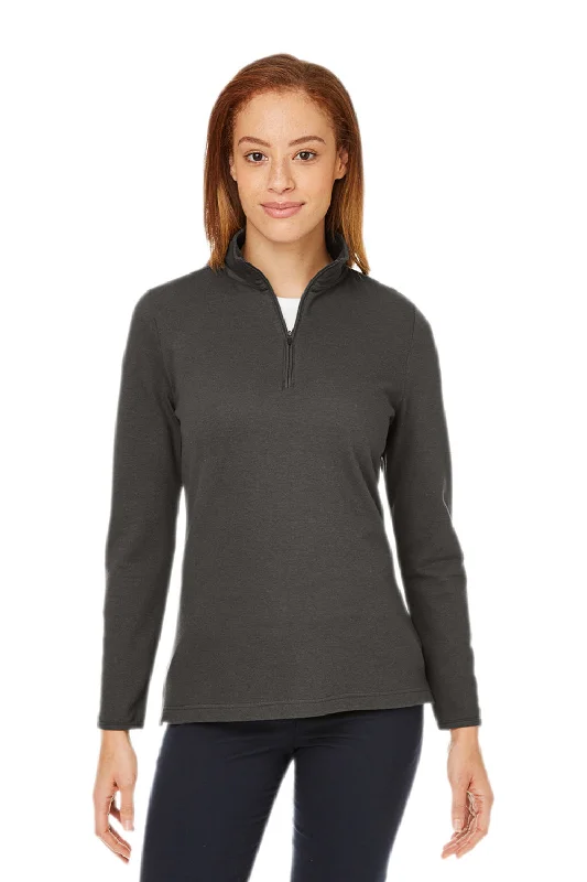 Devon & Jones Womens New Classics Performance Moisture Wicking 1/4 Zip Sweatshirt - Graphite Grey Hoodie Crop Top Short Trendy Devon & Jones Womens New Classics Performance Moisture Wicking 1/4 Zip Sweatshirt - Graphite Grey Hoodie Crop Top Short Trendy